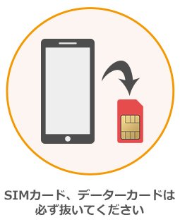 SIMカード、データーカードは必ず抜いてください